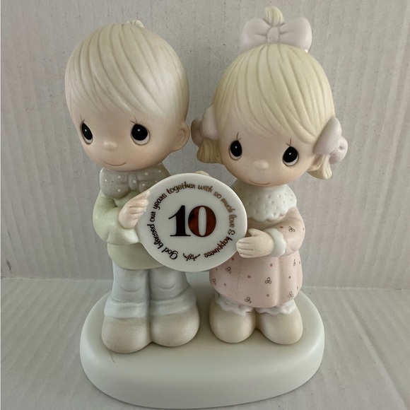 Precious Moments Other - Precious Moments 10th Anniversary Cake Topper - Cream and Pink